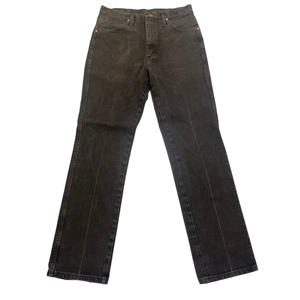 Wrangler 936WBK Black Denim Jeans Mens 33x32 Straight Leg Made in Mexico
